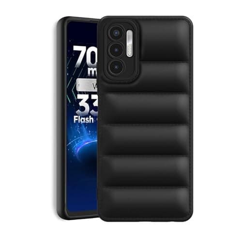 Plus Puffer Case Camera Protection Soft Back Cover for Tecno Pova 3 - Black