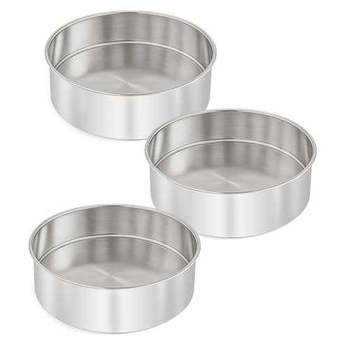 tutikuki 6 Inch Cake Pan 3PCS Stainless Steel Smash Cake Baking Pans Tins Round Bakeware for Party Birthday Wedding Mirror Finish Dishwasher Safe