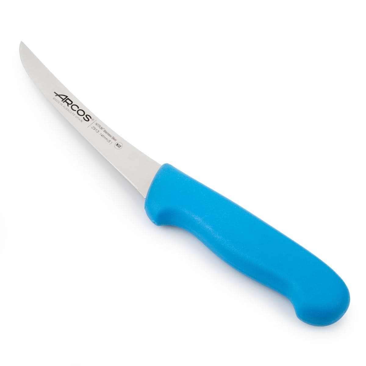 Arcos Boning Knife 5 Inch Nitrum Stainless Steel and 140 mm blade Professional Butcher Knife to Slice Bones from Meat Ergonomic Polypropylene Handle Series 2900 Color Blue