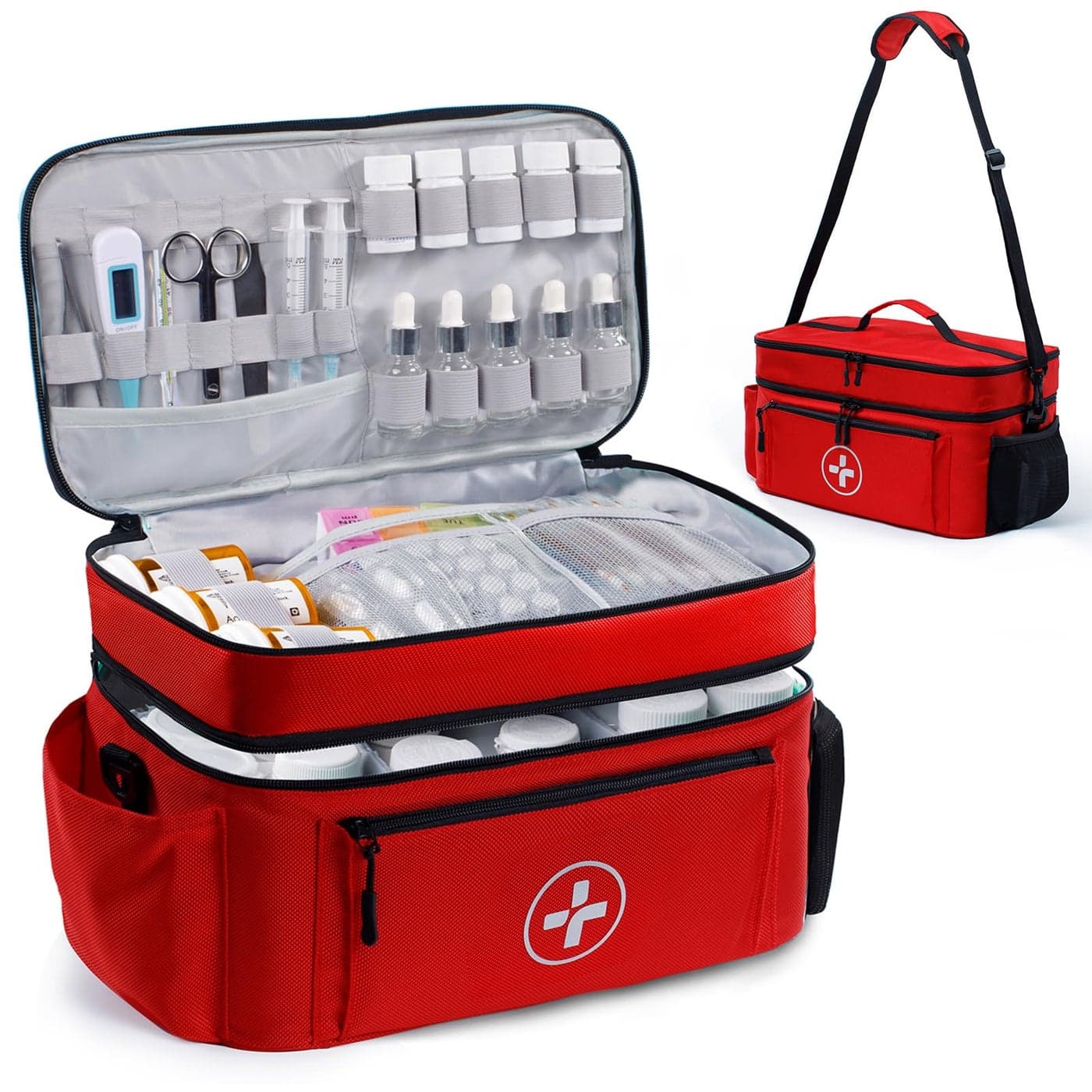 BAGSFY Travel Medicine Bag Organizer Medical Bag Empty Pill Bottle Organizer for Home Large Medication Storage Travel Carrying Case First Aid Kit Bags Empty Emergency Kit