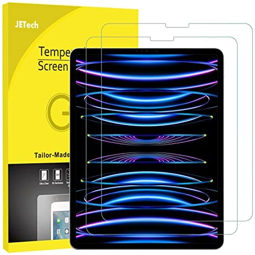 JETech Screen Protector for iPad Pro 129Inch 2022202120202018 6th5th4th3rd Model Edge to Edge Liquid Retina Display Face ID Compatible Tempered Glass Film 2Pack