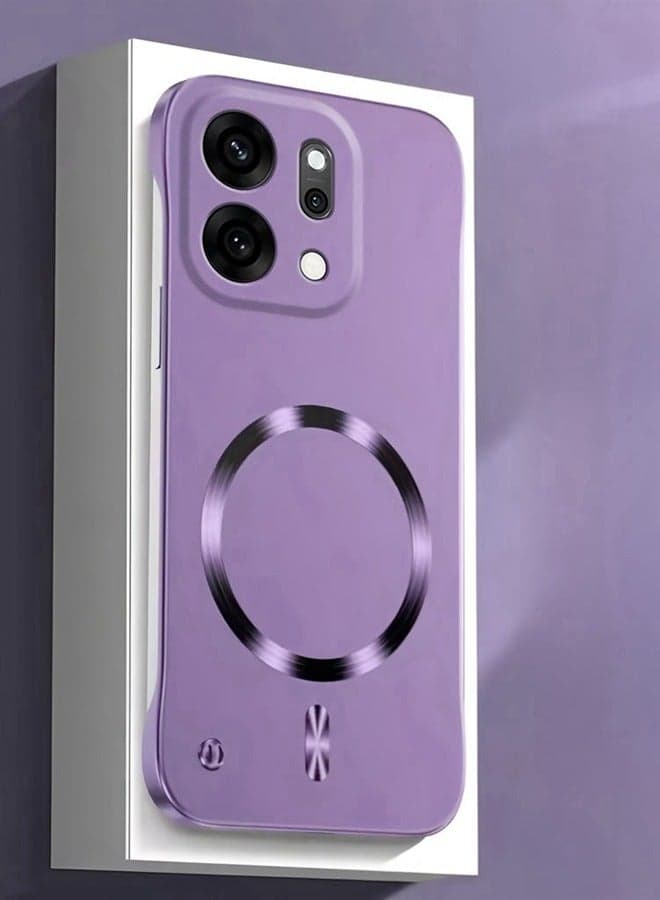 For Oppo Reno 14 Pro 5G Case,Raised Camera Lens Protection,Ultra Slim,without Edges,Support Wireless Charging,Magnetic Solid Color Premium Shockproof Protective Oppo Reno 14 Pro Cover,Purple