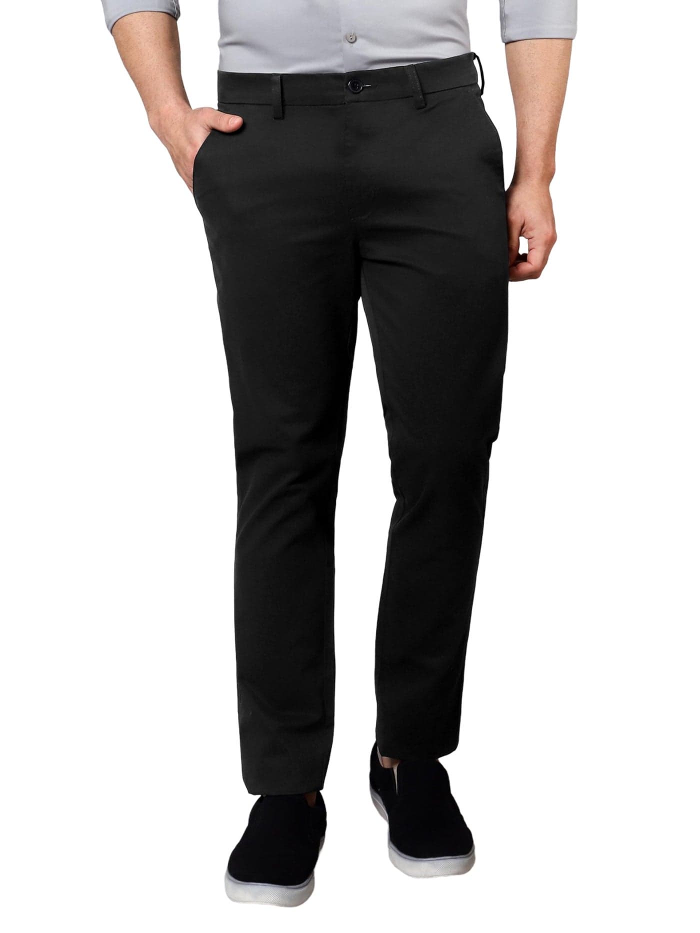Beyoung Cotton Lycra Classic Fit Chino Pants for Men - Rich Black | Casual Pants | Stretchable Chinos | Slant Pockets | Chino Trousers