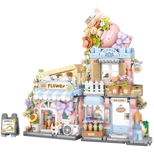 MEIEST Mini City Shop Street View Building Blocks Model SetSimulation Animals Architecture Collection Particle Construction Building Bricks ToyHome Decoration Flower Shop