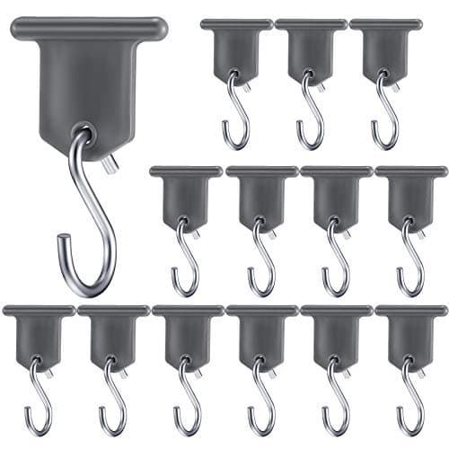 BBTO RV Awning Hooks for Lights Camping Awning Accessory Hangers Plastic Metal S Shaped Gray Hooks Set Camper Light Support Hanger for Camping Tent Indoor Outdoor Decor (14 Pieces)