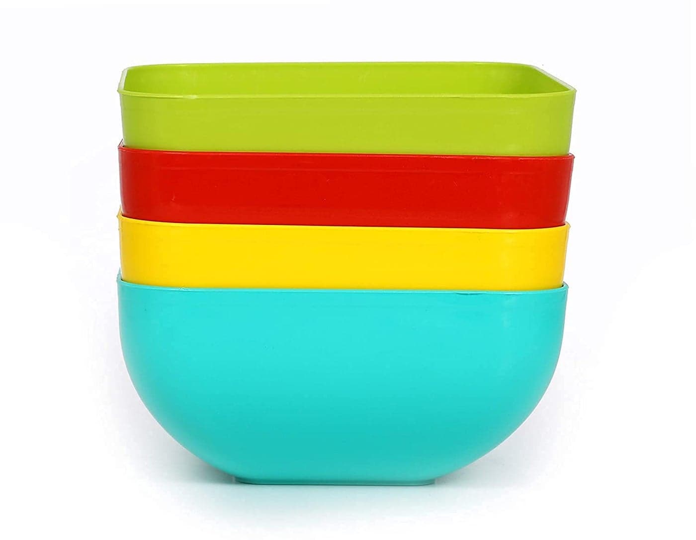 KREZON Plastic Microwave Safe Bowls Set Set of 4 Multicolor Square 1500 ML