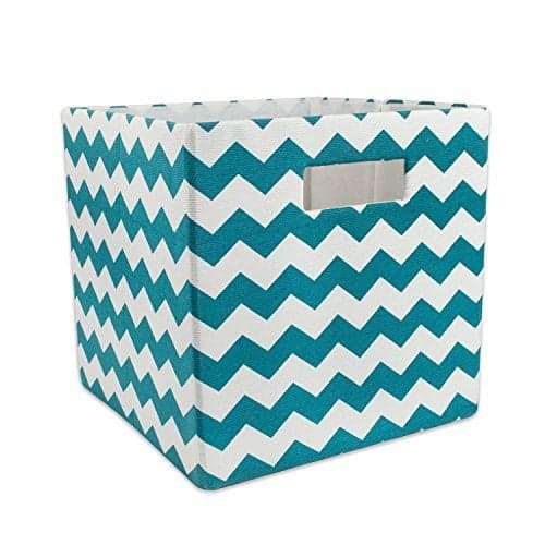 DII Collapsible Polyester Storage Cube Chevron Teal Large
