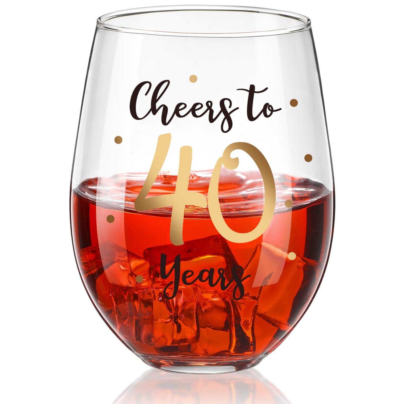 Patelai 40th Birthday Gift for Men Women Stemless Wine Glass 17 oz Gold Cheers to 40 Years Birthday Wine Glass Present 40th Anniversary or Birthday Wedding Home Party Decor Office Supplies