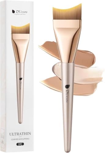 DUcare Flat Foundation BrushKorean Makeup Brush Liquid Fish Tail Thin Makeup Face Brush for Blending CreamFoundation Brushes Makeup Tool for Seamless Application