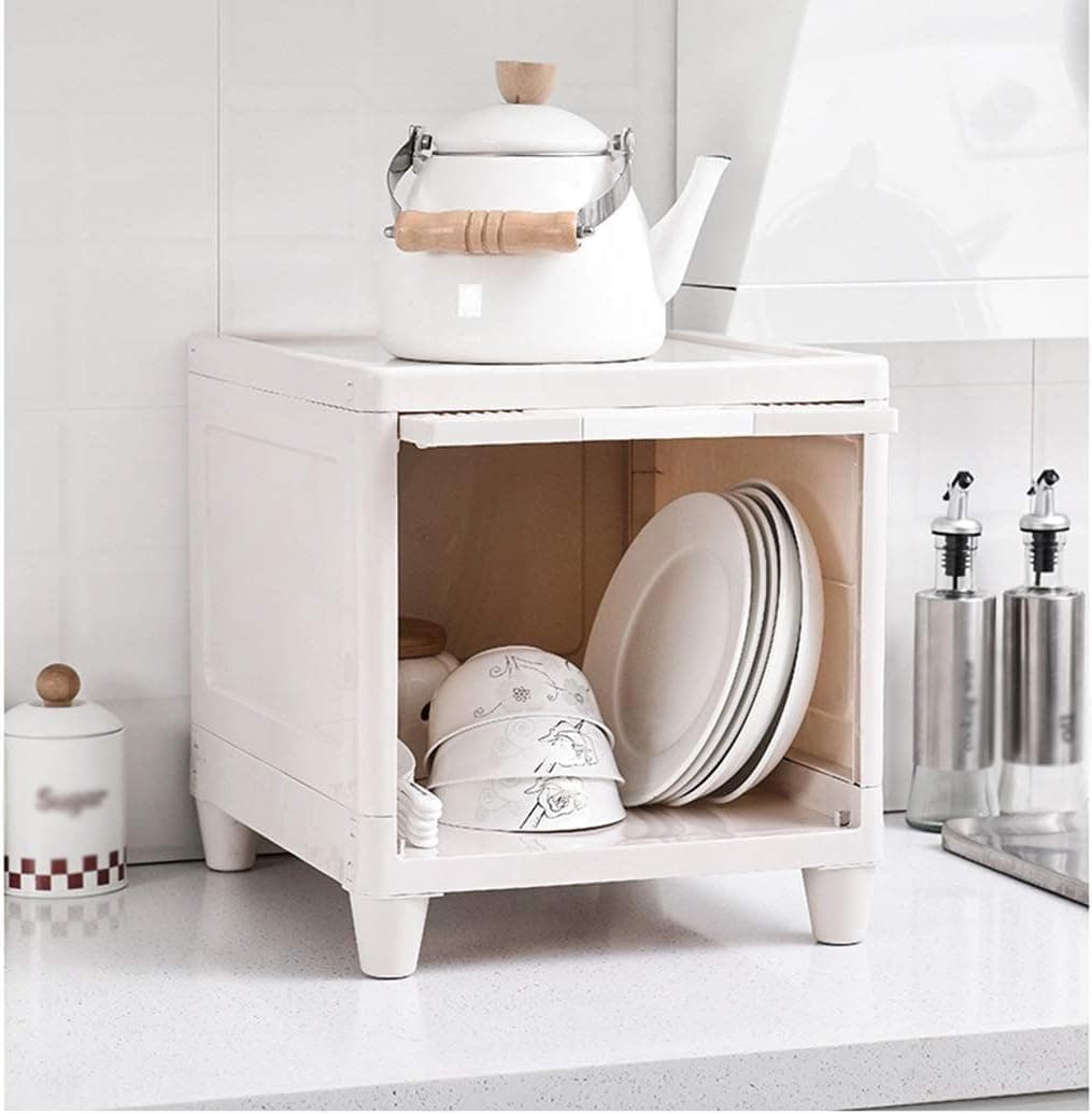 Lamok Multipurpose Stackable Cupboard Drawer for Clothes, Kitchen Item Storage; Wardrobe Cabinet Organizer for Home, Office (White, 1 Tier)