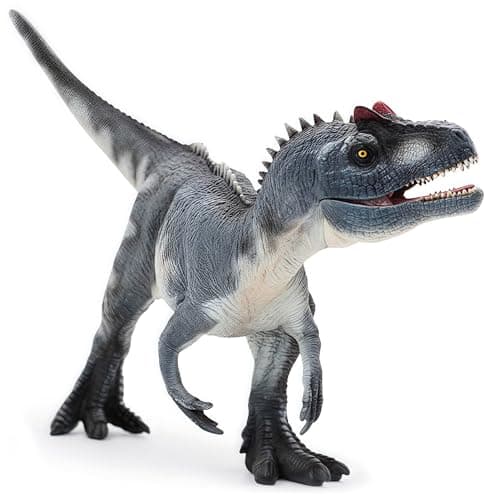 GeminiGenius Allosaurus Dinosaur Toy for Kids Allosaurus Toy Figure with Moveable Jaw Realistic and Solid Dinosaur Toys Gift Box Play Display Collection for Kids and Dino Lovers
