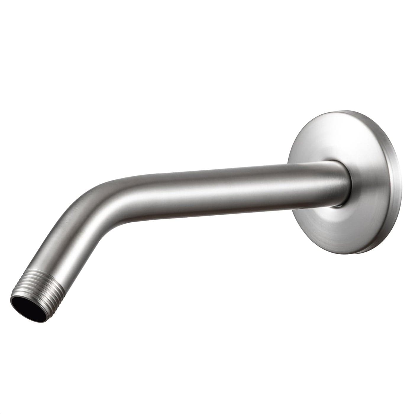 OFFO Shower Arm with Flange 10 in Brushed Nickel Wall Mount Replacement Angle Shower Head Arm WallMounted For Fixed Shower Head Handheld Showerhead