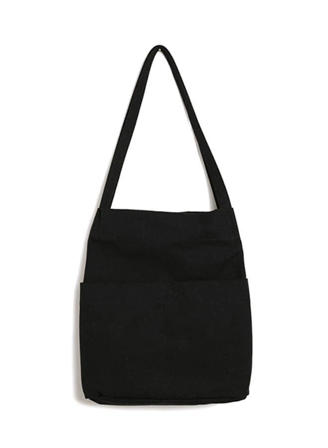 Stitch Detail Canvas Shopper/Tote Black