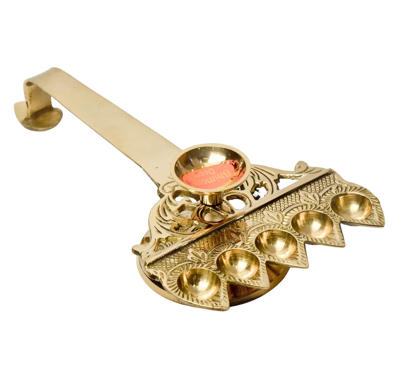 Bhimonee Decor Pure Brass Panch Aarti Deep | Traditional Pooja Diya for Mandir & Rituals | Sacred Oil Lamp for Worship | 2.4 Inches, 370gm