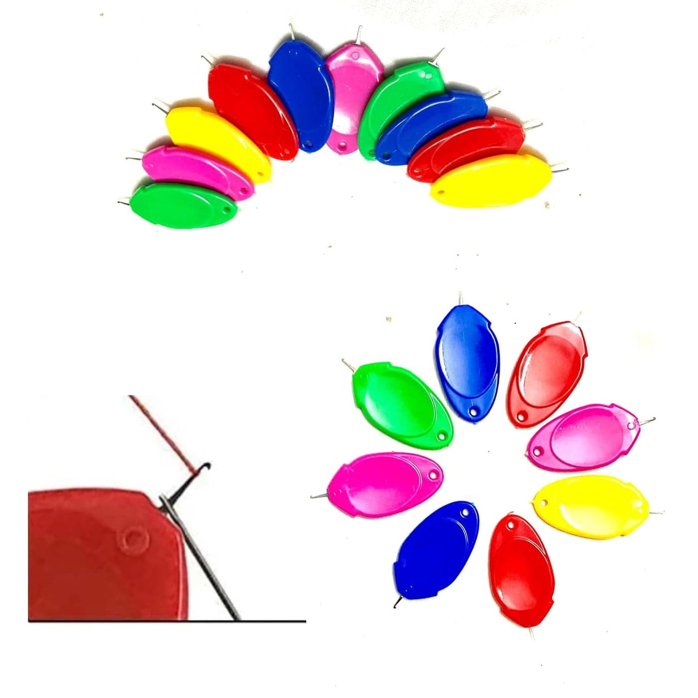 Lai Lai 4 Pcs Automatic Needle Threader Tool Multicolour Needle Thread Inserter Sewing Needle Thread Hand and Machine Thread Embroidery kit Small Tailoring Accessories Sewing Kit