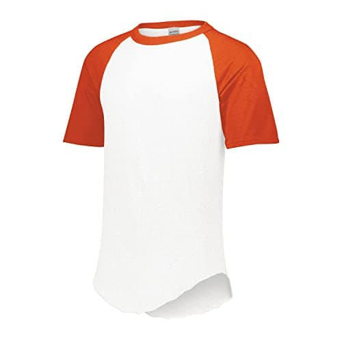 Augusta Sportswear Short Sleeve Baseball Jersey, Small, White/Orange
