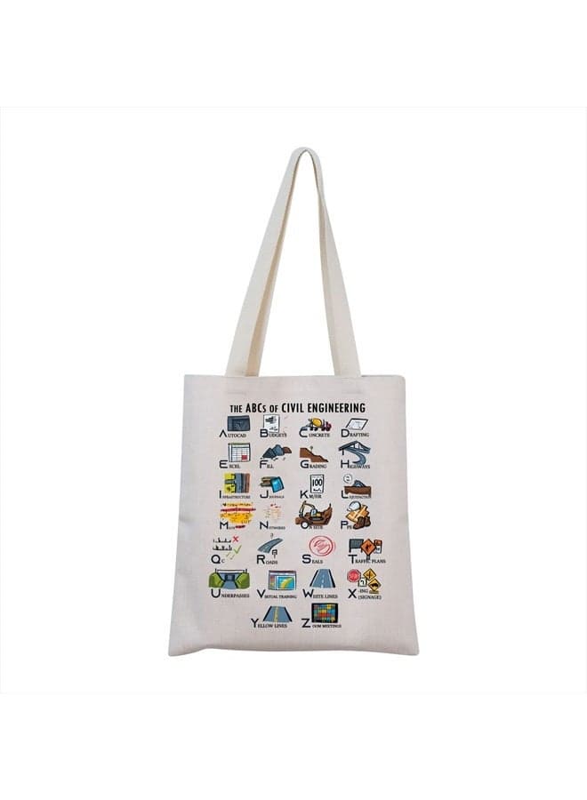Civil Engineer Alphabet Tote Bag The Abc's of Civil Engineering Gift Female Engineer Gift Civil Engineering Graduation Gift (Civil Engineer Tote)