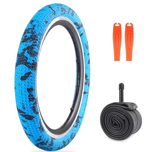 WEEROCK 20 Inch Bike Tire Kid Bike Tire 1 Pack 20 x 2.1(56-406) Folding Bead Replacement Tyre with 20In Inner Tube for 20" Bicycles, Child Bicycle, MTB, Mountain Bike, BMX, Camouflage Blue Black