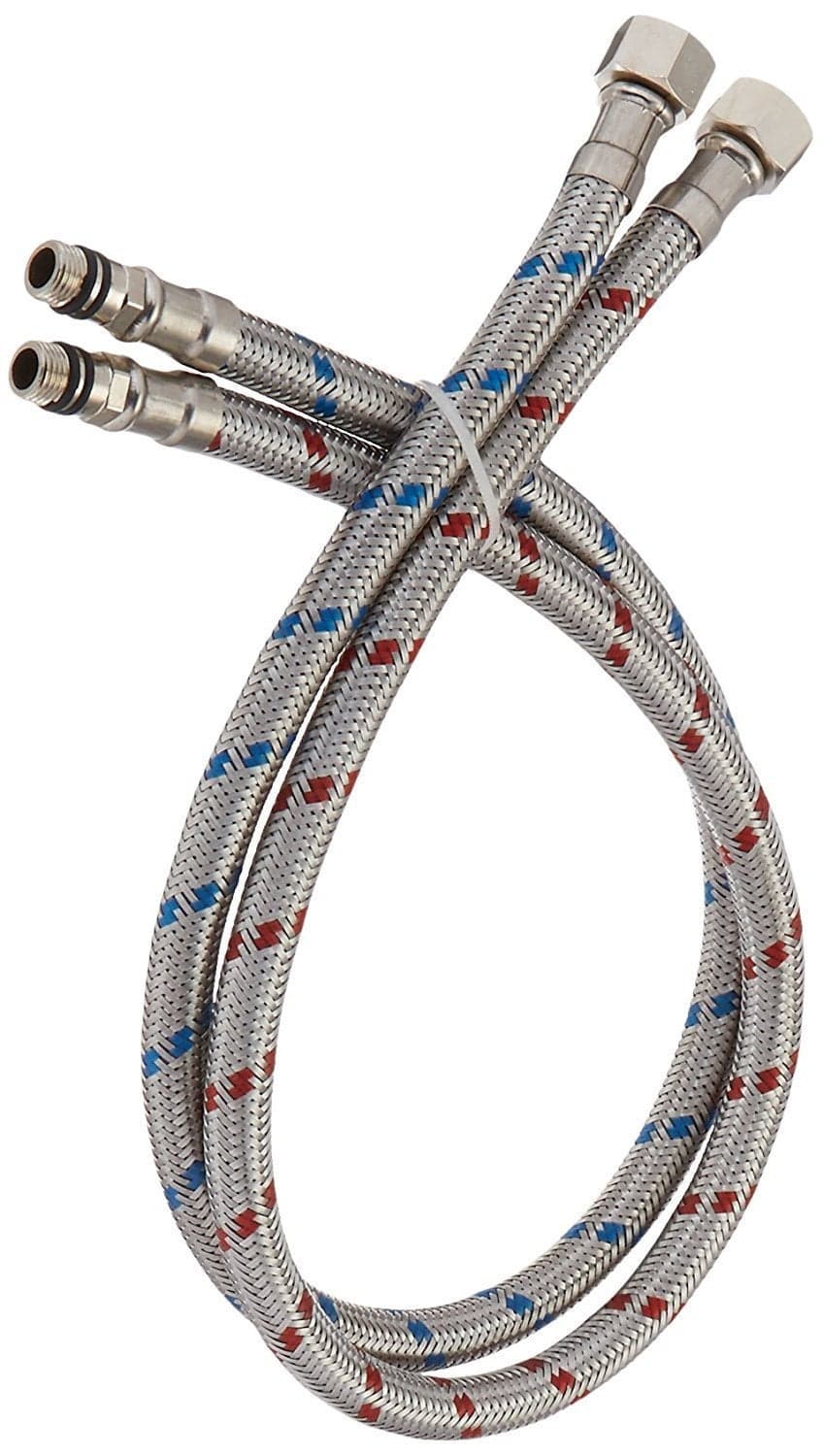 BATHLAVISH 24-Inch Long Bathroom Kitchen Faucet Connector Braided Stainless Steel Supply Hose 3/8-Inch Female Compression Thread x M10 Male Connector, x 2 Pcs (1 Pair)