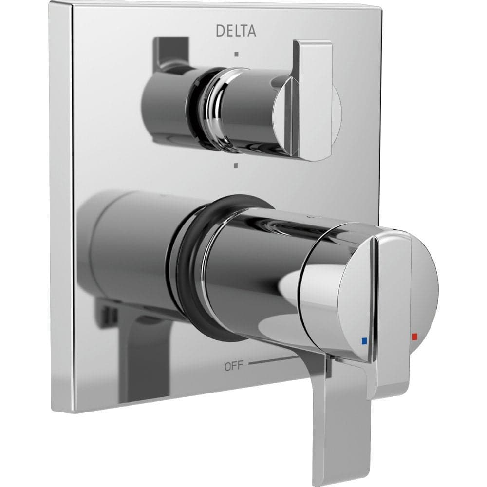 DELTA FAUCET T27T967 Chrome Ara Angular Modern TempAssure 17T Series Valve Trim with 6Setting Integrated Diverter