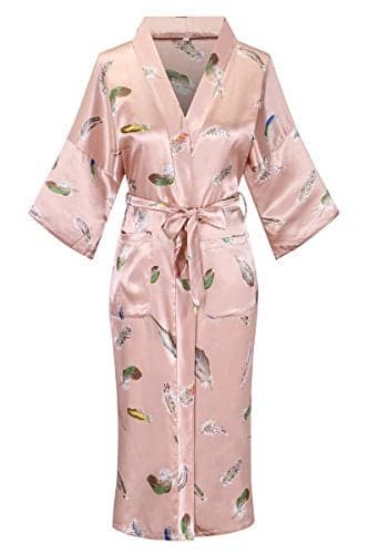DandyChic Women's Kimono Robes Lightweight Imitation Silk Sleepwear Long Lightweight Nightgown for Women