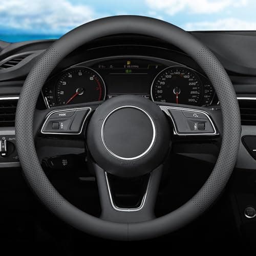 XHRING Car Steering Wheel Cover for Lexus RX RX350 NX NX200T 350 NX300 NX350 is ES ES350 IS250 IS350 IS300 RX450h IS460 250 300 450h LX LS SC UX RC HS GS/GS F CT F Sport Accessories, Black Leather