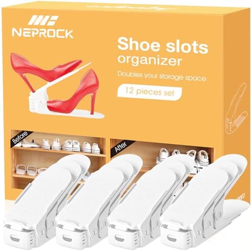 Neprock Shoes Slots Organizer for Closet Shoe Rack Organizador De Zapatos for Closet Organization Shoe Slots Organizer Shoe Storage Shoe Holder Space Saver for Entryway12 PackWhite