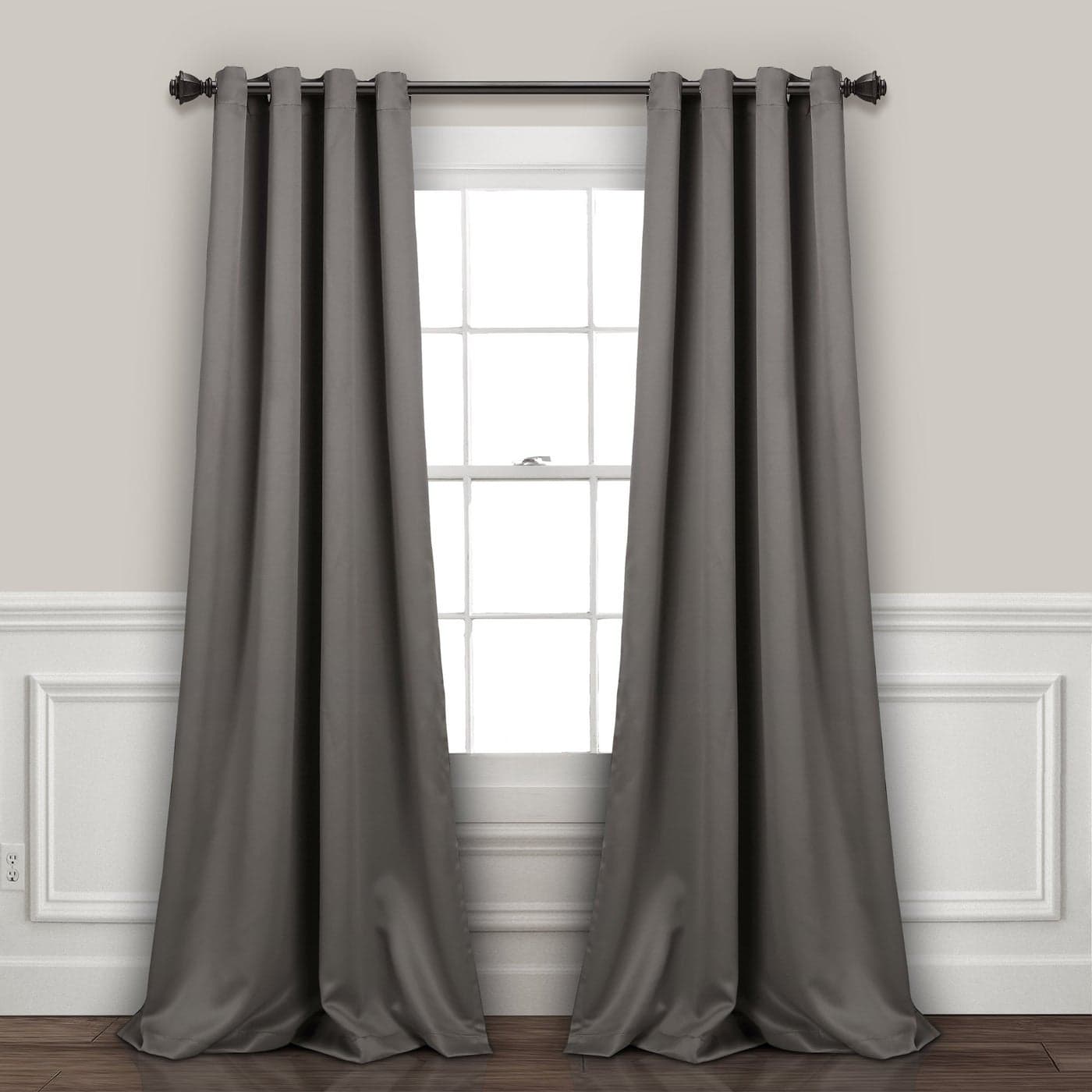 Lush Decor Insulated Grommet Blackout Window Curtain Panels Pair 52 W x 120 L Dark Gray Classic Modern Design 120 Inch Curtains Extra Long Curtains For Living Room Bedroom Or Dining Room