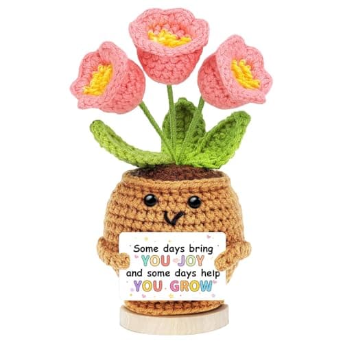 Hoedia Handmade Positive Flower Crochet - Inspirational Gift for Women Coworkers Teens Friend Sister - Cute Cheer Up Mother’s Day Easter,Birthday,Retirement,Goodbye Gifts