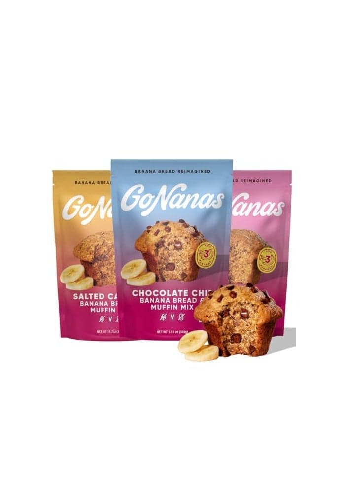 GoNanas Banana Bread Mix Variety Pack Vegan Gluten Free Healthy Snacks Oat Flour Banana Bread or Banana Muffin Mix Women Owned US Ingredients Dairy Free Nut Free Delicious Snacks 3 Pack