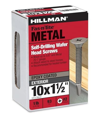 The Hillman Group 47304 1024Inch x 112Inch Wafer Head Phillips Self Drilling Screw 1Pound Silver
