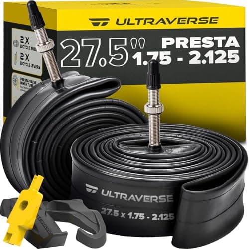 Ultraverse 27.5" Bike Inner Tubes 27.5 x 1.75, 1.95, 2.10, 2.125 – Butyl Rubber Bicycle Tubes with Presta Valve (FV48) – Compatible with Mountain, Hybrid, Gravel & City Bikes – Set of 2