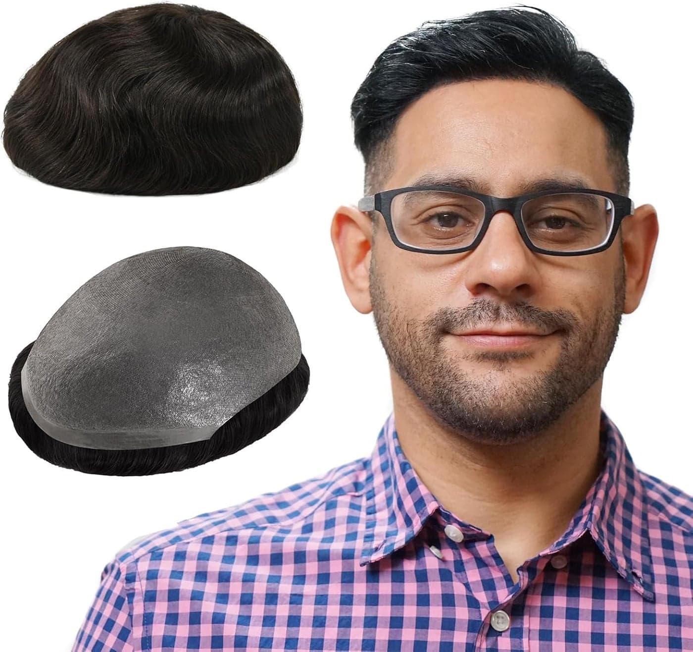 Lordhair 006mm Hair System for Men Thin Skin Toupee for Men Base Size 8X10 Inch Vlooped Hairpiece Medium Density Hair Replacement System