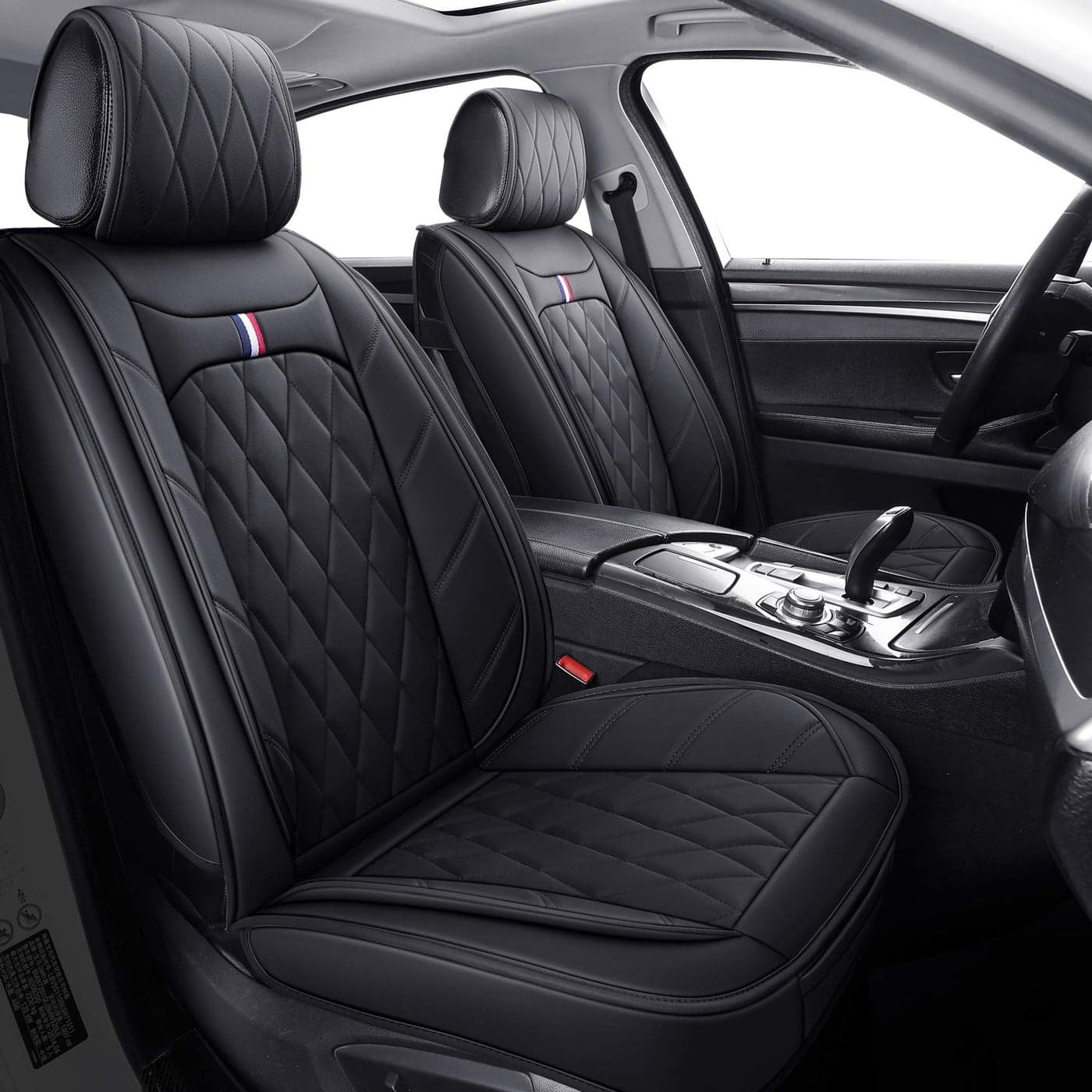 Aierxuan 5 Car Seat Covers Waterproof Leather Universal Compatible with Honda CRV Civic Accord Odyssey HRV Elantra Ford Yaris Sienna Jeep Chevy Subaru Nissan Rogue Soul ToyotaFull Set Black