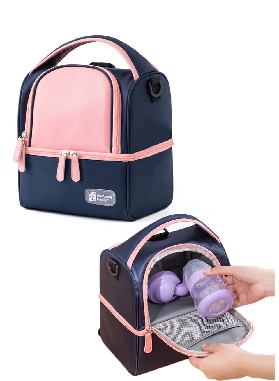 Breast Pump Bag, Cooler Compartment for Breast Pump, Cooler and Moistureproof Bag Double Layer for Mother Breast Milk Pump Lunch Bag Outdoor Working