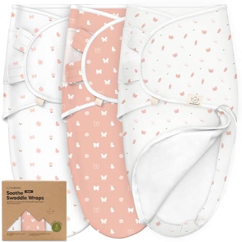 Baby Swaddle Sleep Sacks with Zipper - 3-Pack Swaddles for Newborns 0-3 Months, Infant, Baby Girls, Boys, Soft & Durable Newborn Sleep Sack, Easy Diaper Change Swaddling Blanket (Butterflies)