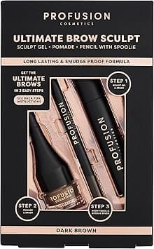 Profusion Cosmetics Ultimate Brow Sculpt Gel for Ideal Brow Achieve Laminated Mesmerizing Brow with Brow Sculpt Gel with Dual Ended Tool Brow Pomade with Creamy Texture and Brow Pencil Dark Brown