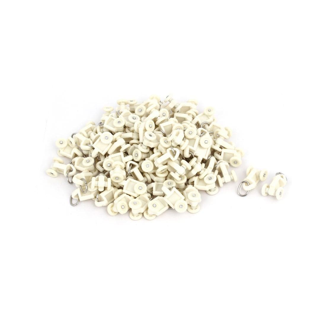 uxcell 10mm Dia Twin Wheel Curtain Track Rail Slide Rollers Gliders Beige 80pcs