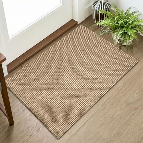 KOZYFLY Indoor Door Mat 2x3 ft Small Area Rugs Washable Front Door Mat Non Slip Rubber Backed Entryway Rug Cotton Entrance Doormat for Front Porch Bathroom Kitchen Bedroom Orange BeigeTanBrown