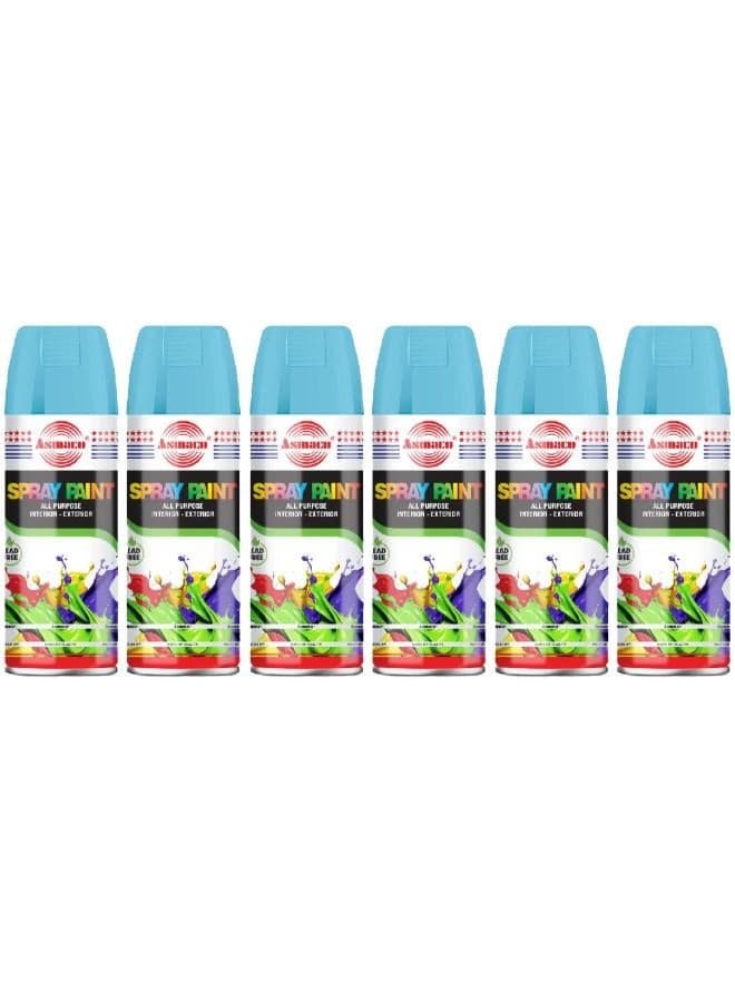 Asmaco Spray Paint - Light Blue - 400 Ml - Set of 06