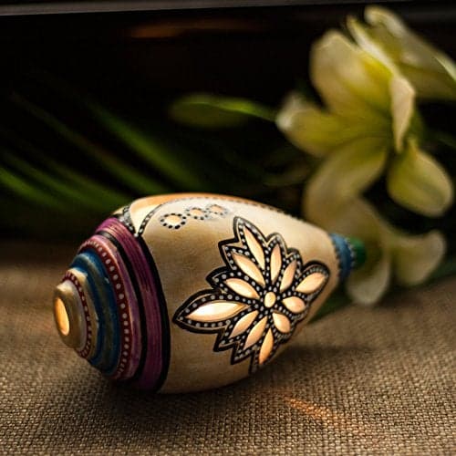 ExclusiveLane Shankh Shaped Terracotta Table Tea Light Holder Handpainted Decorative Tea Light Stand for Home Décor (White & Gold, 1 Piece, 6.7 x 6.6 x 4.2 Inch)