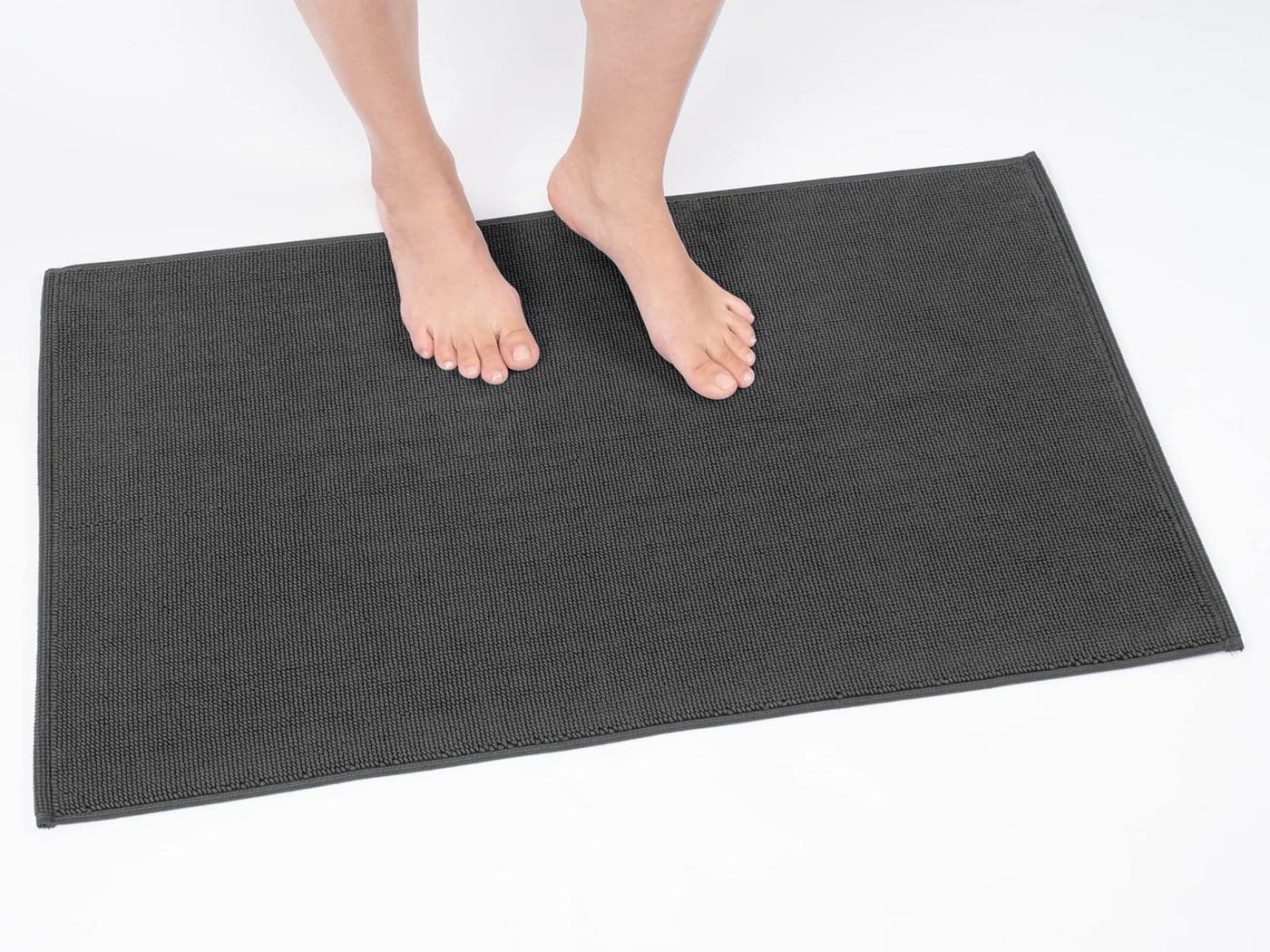 Cotton Paradise 100% Cotton Non Slip Bath Mats for Bathroom, 20x34 inch Soft Absorbent Quick Dry Machine Washable Floor Bath Mat, Dark Gray Bath Rug