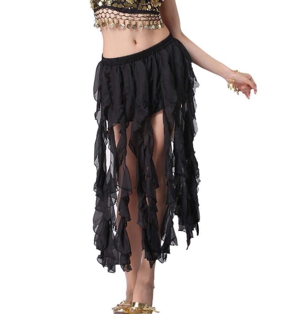 ZLTdream Belly Dance 16PCS-Curling Jellyfish Skirt for Girls andWomen Belly Dancing Outfits Black