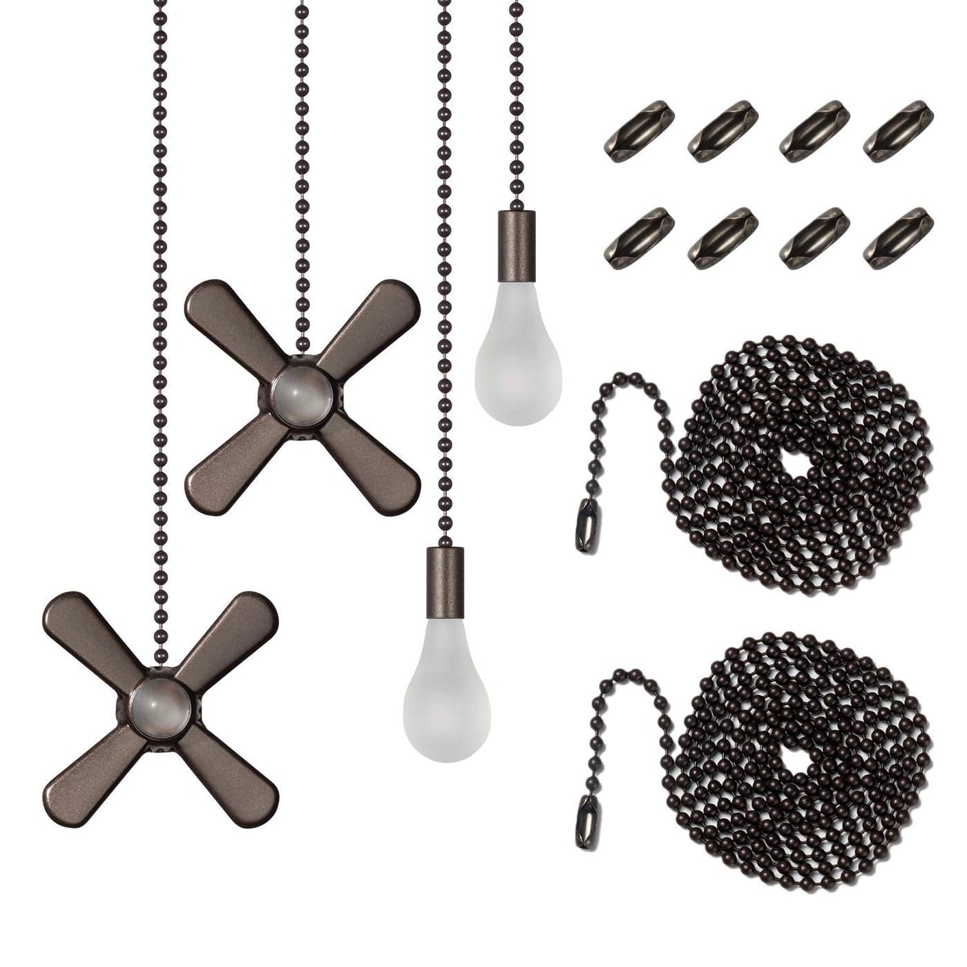 Ceiling Fan Pull Chain Including 4Pcs Beaded Ball Fan Pull Chain Pendant Extra 8Pcs Pull Loop Connectors 2Pcs 36 inches Fan Pull Chain Extension Oil Rubbed Bronze