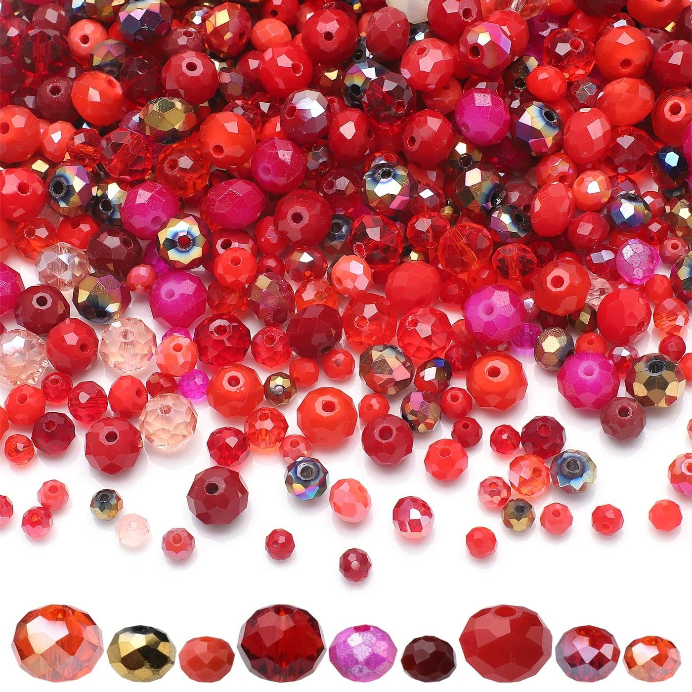 KINGSHINE Briolette Faceted Rondelle Crystal Glass Beads for Jewelry MakingWholesale Mix Lot 468mm DIY Crafts Spacer Beads with Container Box1000pcs