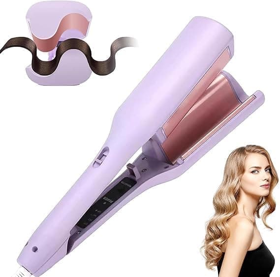 KNH MART Wave Curling Iron with 4 Gears Crimper Hair Iron for Wedding Travel Beginner Pink Straightening Curling Irons Hair Care Styling 105