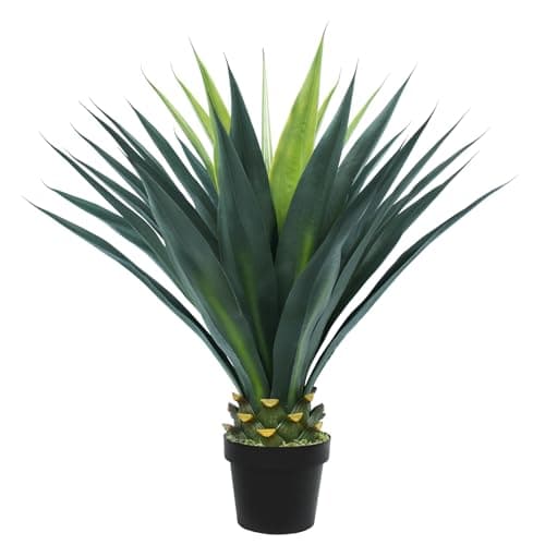 Keeplush 3ft Artificial Agave Plant 38 Inch Tall Faux Agave Plants in Black Pot Fake Floor Plant Outdoor Indoor for Front Porch Patio Home Office Door Step Hotel Desert Style Decor 1PCS