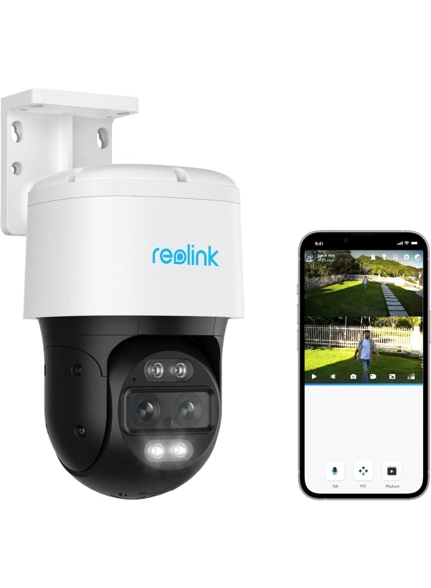PTZ Security Camera System 4K, IP PoE 360 Camera with Dual-Lens, Auto 6X Hybrid Zoomed Tracking, 355 Pan & 90 Tilt, Outdoor Surveillance, AI Detection, TrackMix PoE