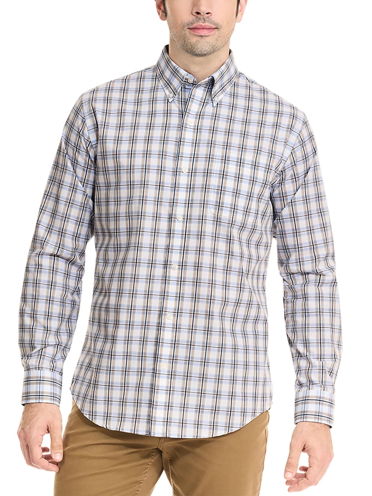 Arrow Men's Hamilton Poplin Multi Tartan Long Sleeve, Incense