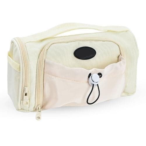 FunBlast Pencil Pouch for Girls – Large Capacity Zipper Pouch with Drawstring Pocket, Aesthetic Pouch, Kawaii Pencil Case, Cute Pouches for Girls, Multipurpose Pouch for Kids & Adults (Beige)